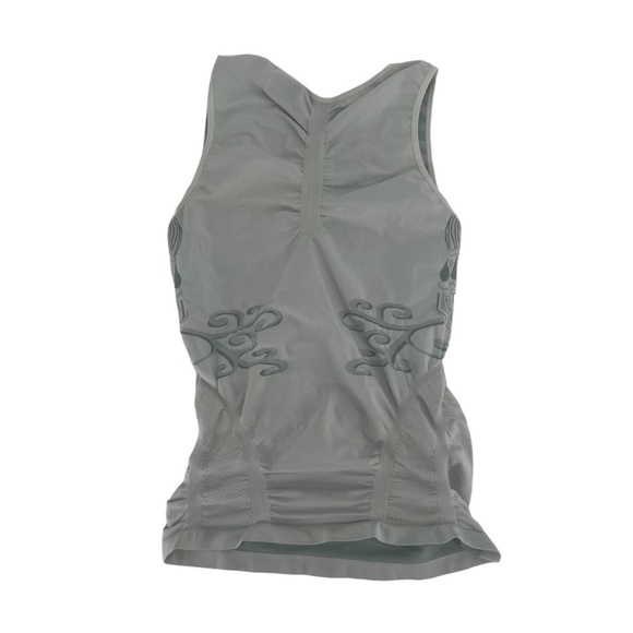 Athleta Gray Geometric Runched Dri Fit Tank Top Size Med Women’s - Picture 3 of 4